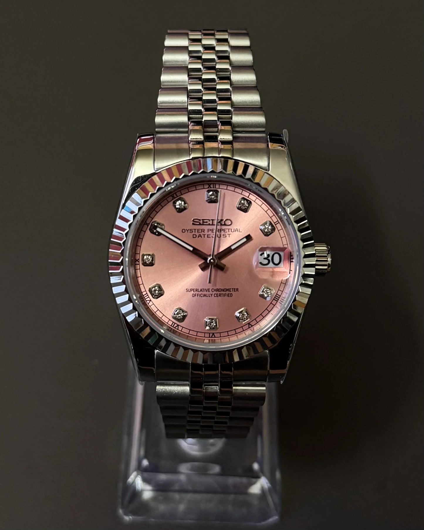 Seikmod Stainless Steel Blush NH35 I rosanes Zifferblatt mit Jubilee-Armband