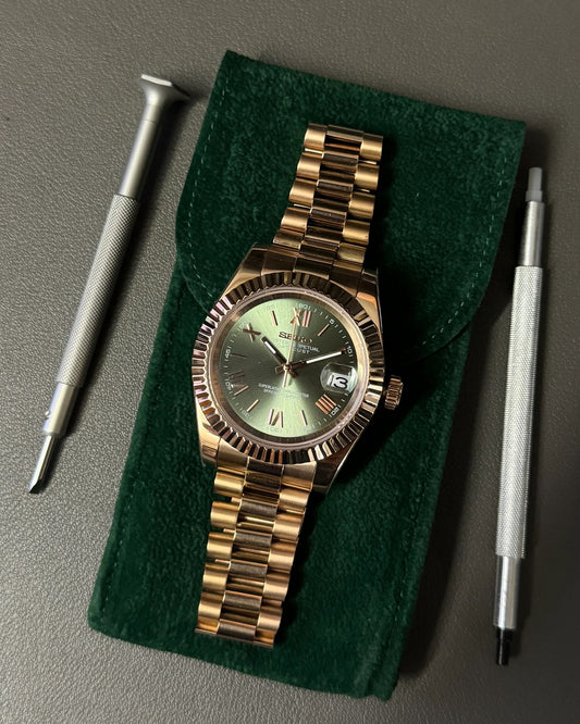 Seikmod Stainless Steel Moss I olivgrünes Zifferblatt mit Presidential-Armband