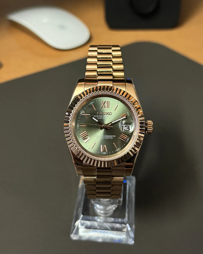 Seikmod Stainless Steel Moss I olivgrünes Zifferblatt mit Presidential-Armband