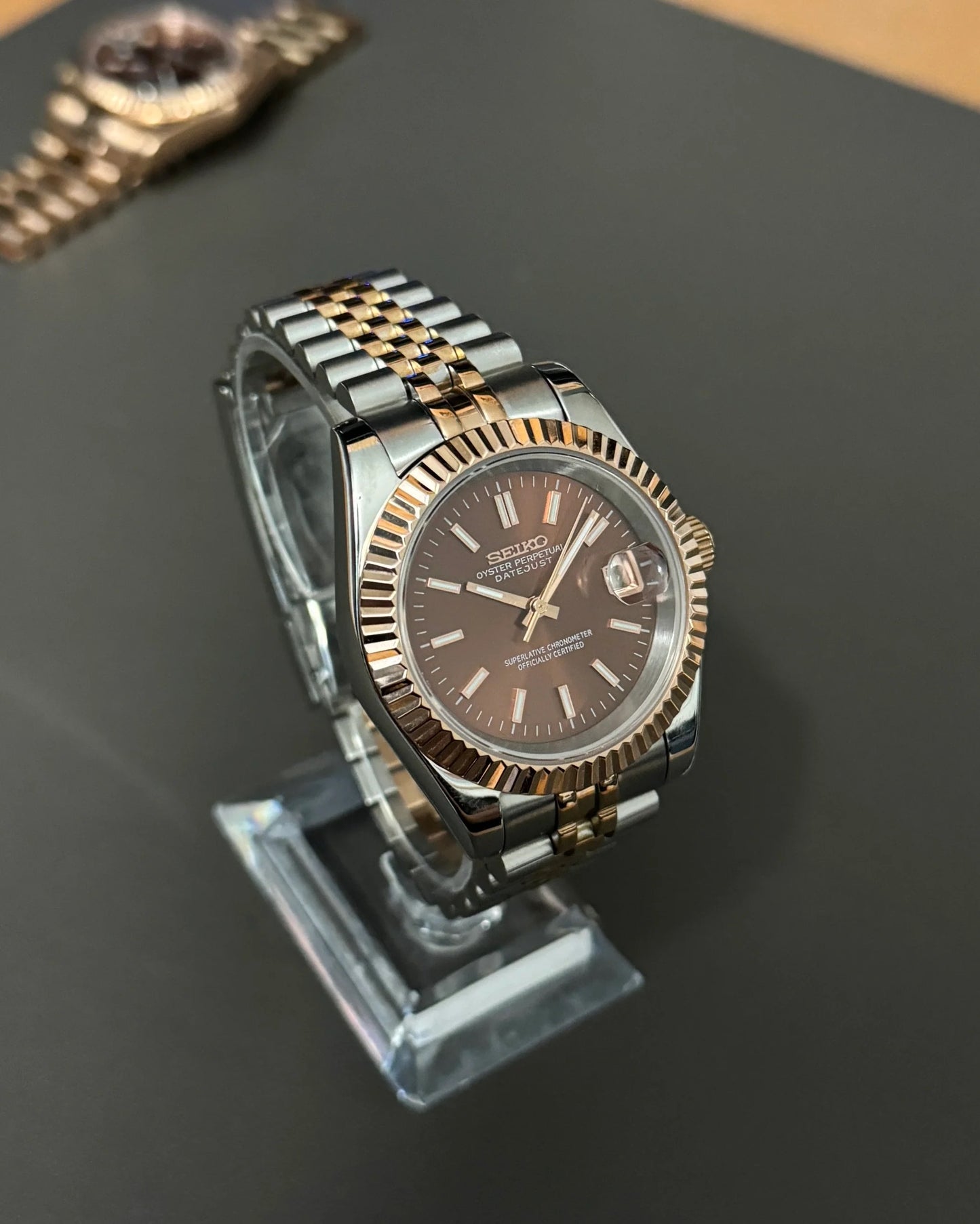 Seikmod Two Tone Chocolate NH35 I braunes Zifferblatt mit Jubilee-Armband