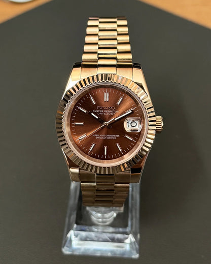 Seikmod Stainless Steel Chocolate I braunes Zifferblatt mit Presidential-Armband