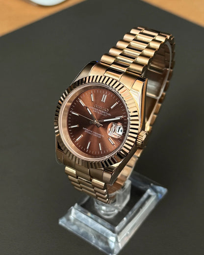 Seikmod Stainless Steel Chocolate I braunes Zifferblatt mit Presidential-Armband