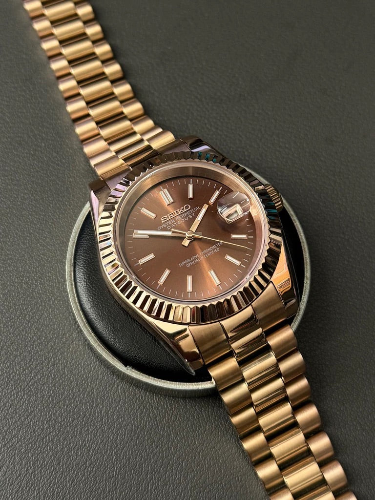 Seikmod Stainless Steel Chocolate I braunes Zifferblatt mit Presidential-Armband