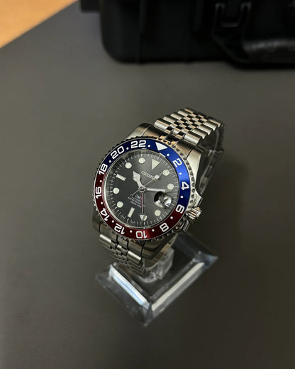Seikmod Stainless Steel Pepsi I schwarzes Zifferblatt mit Jubilee-Armband