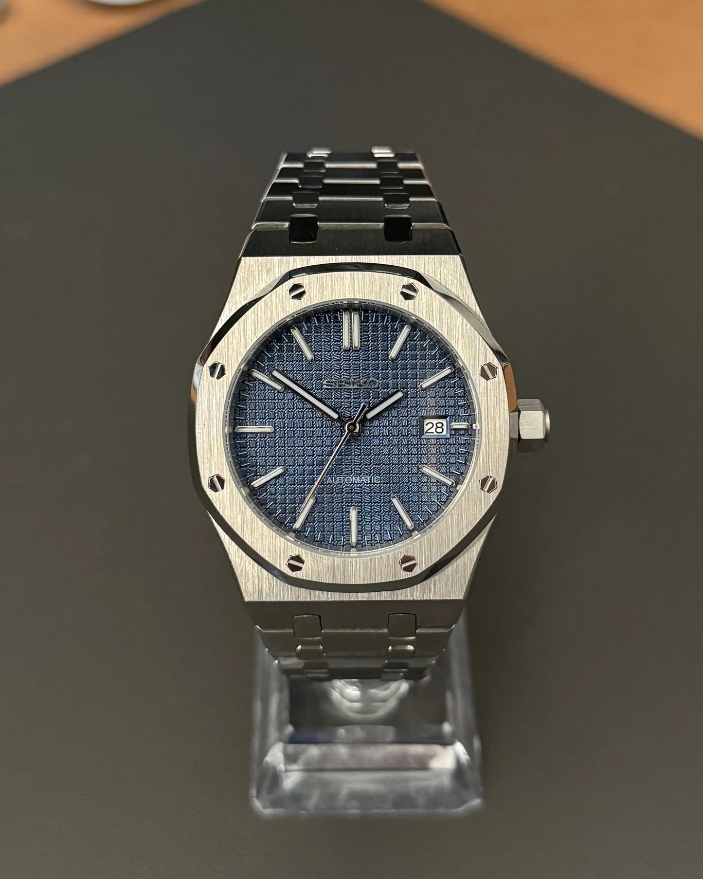Seikmod Stainless Royal NH35 I marineblaues Zifferblatt mit Edelstahl-Armband