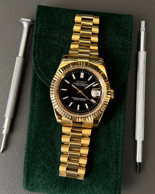 Seikmod Aurum NH35 I schwarzes Zifferblatt mit Presidential-Armband