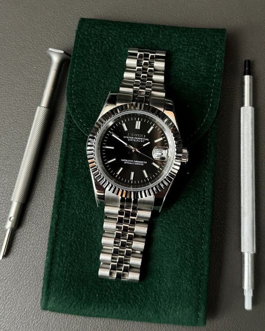 Seikmod Stainless Obsidian NH35 I schwarzes Zifferblatt mit Jubilee-Armband