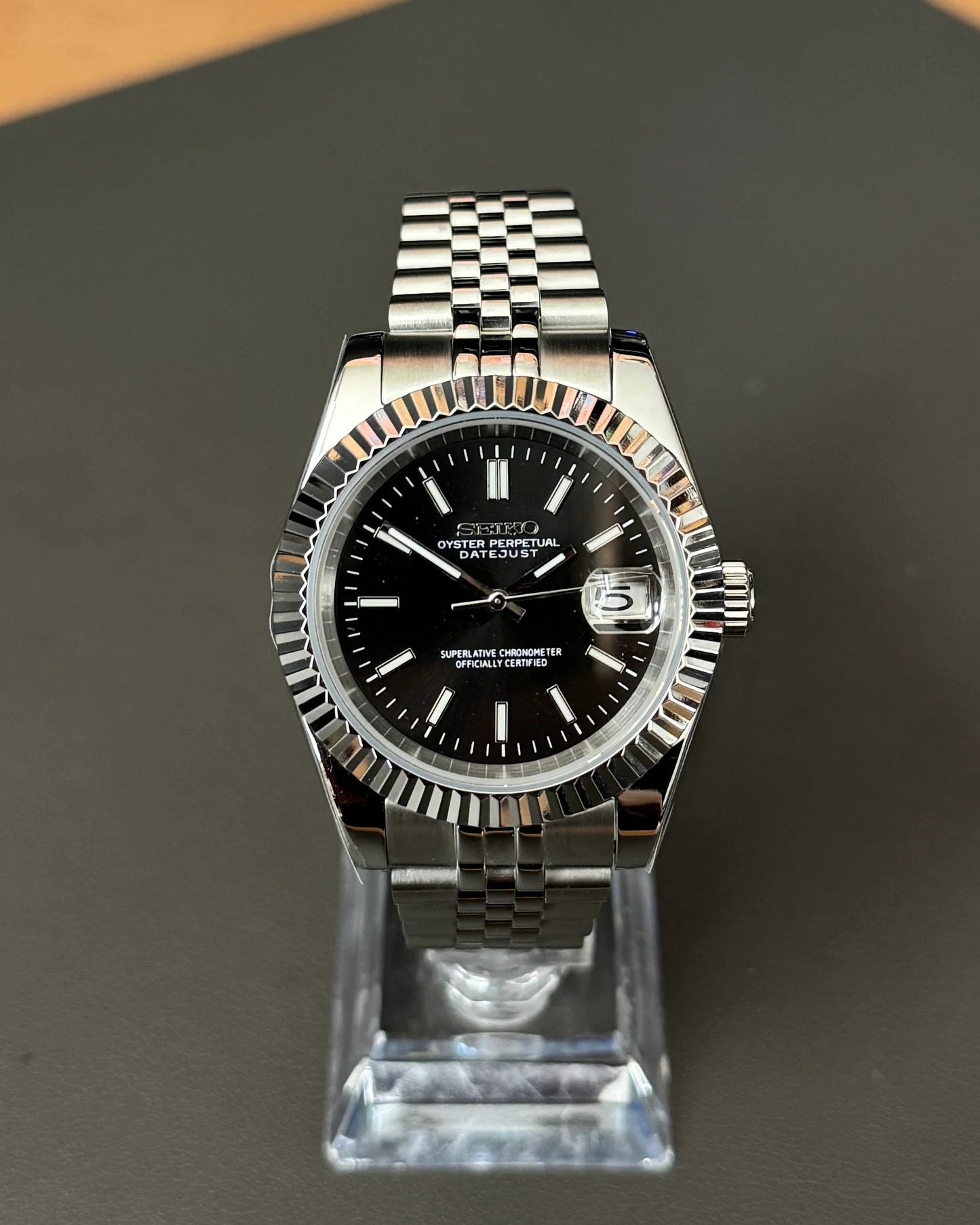 Seikmod Stainless Obsidian NH35 I schwarzes Zifferblatt mit Jubilee-Armband