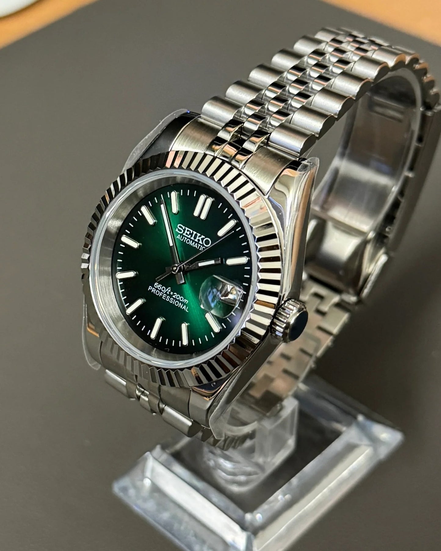 Seikmod Stainless Steel Forest NH35 I grünes Zifferblatt mit Jubilee-Armband