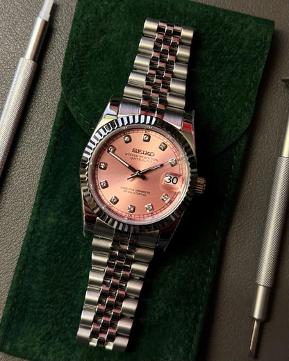 Seikmod Stainless Steel Blush NH35 I rosanes Zifferblatt mit Jubilee-Armband