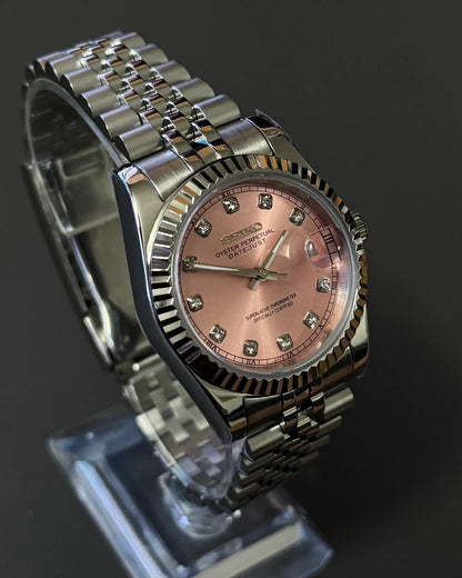 Seikmod Stainless Steel Blush NH35 I rosanes Zifferblatt mit Jubilee-Armband