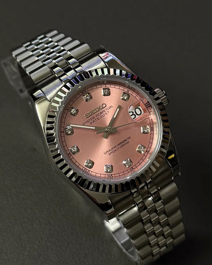 Seikmod Stainless Steel Blush NH35 I rosanes Zifferblatt mit Jubilee-Armband