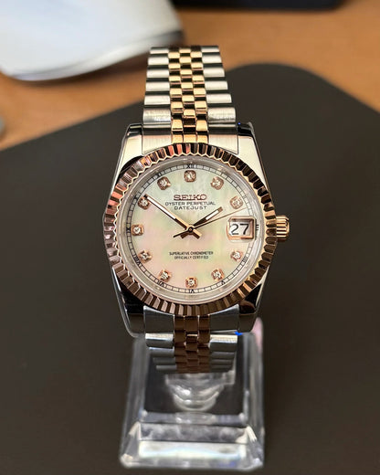 Seikmod Two Tone Pearl NH35 I weißes Zifferblatt mit Jubilee-Armband