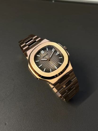 Seikmod Naut Earth NH35 I braunes Zifferblatt mit roségoldenem Armband