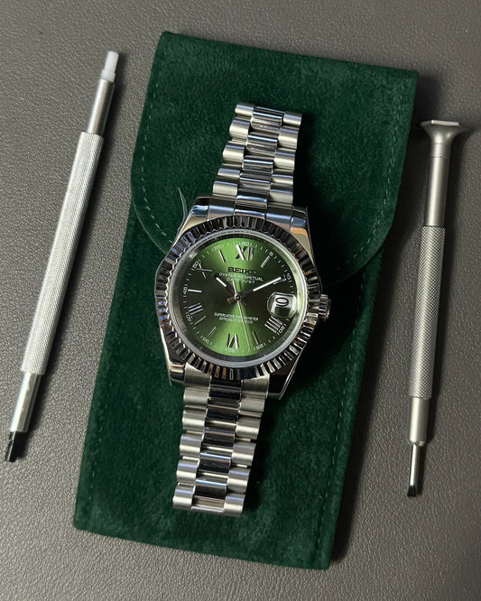 Seikmod Stainless Steel Moss NH35 I grünes Zifferblatt mit Presidential-Armband