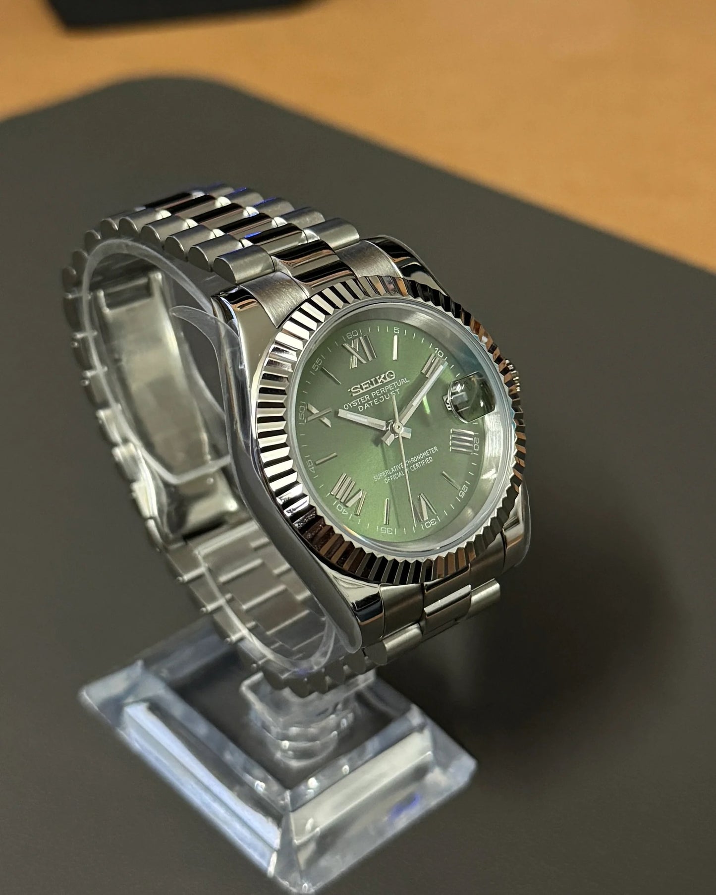 Seikmod Stainless Steel Moss NH35 I grünes Zifferblatt mit Presidential-Armband