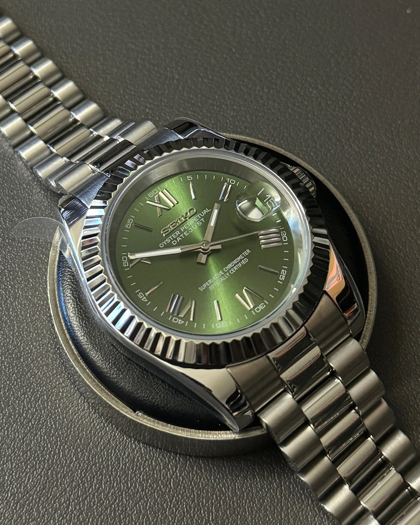 Seikmod Stainless Steel Moss NH35 I grünes Zifferblatt mit Presidential-Armband