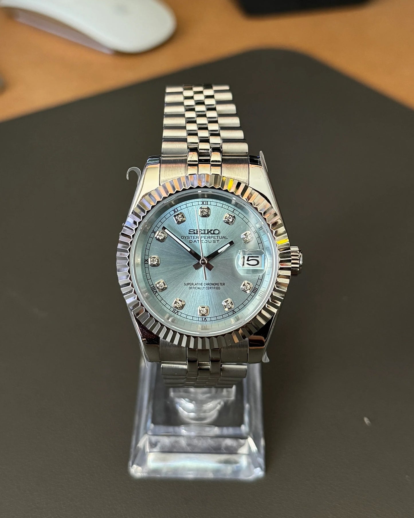 Seikmod Stainless Steel Ice NH35 I türkisenes Zifferblatt mit Jubilee-Armband