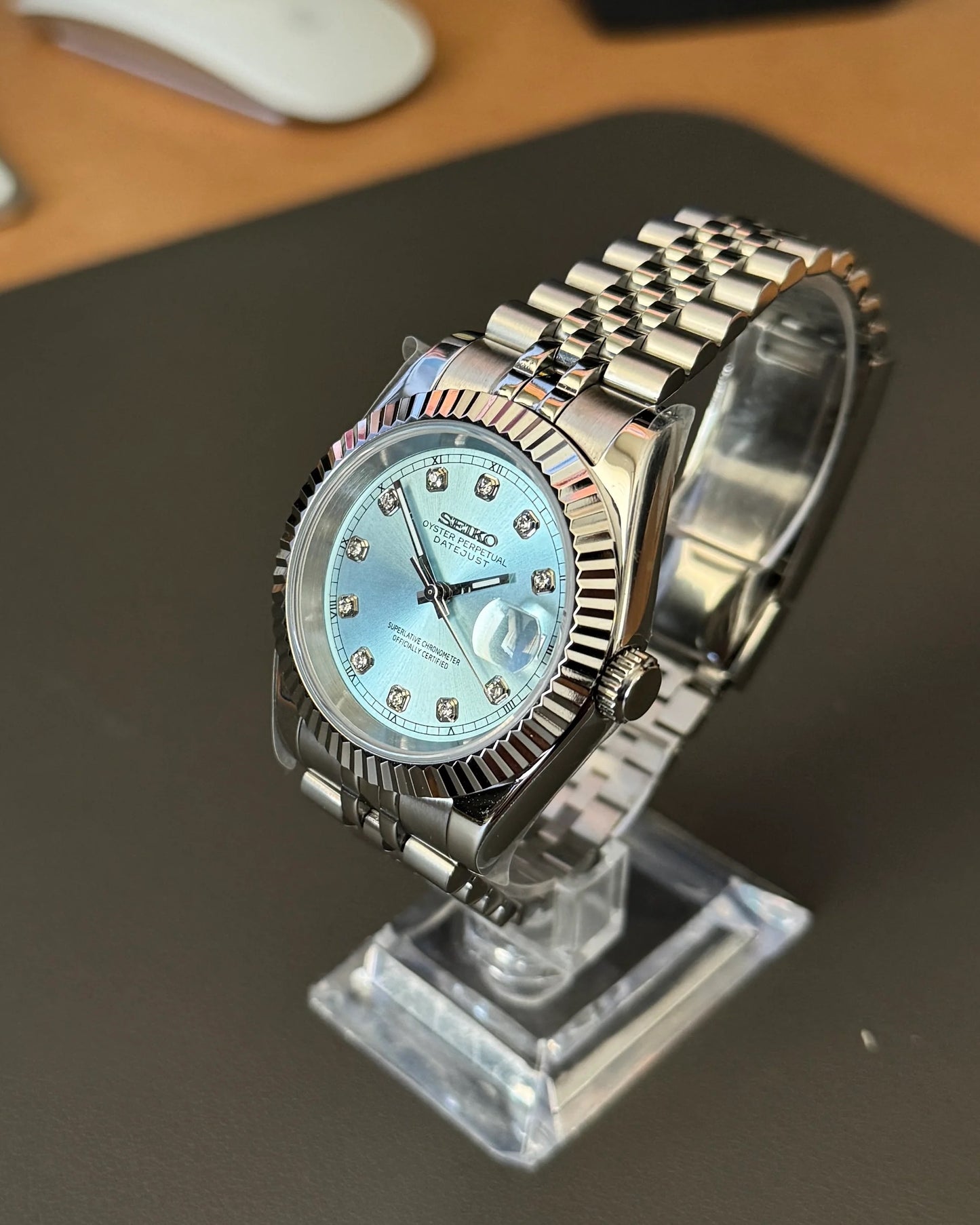 Seikmod Stainless Steel Ice NH35 I türkisenes Zifferblatt mit Jubilee-Armband