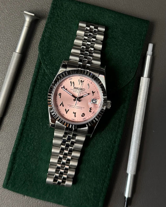 Seikmod Stainless Steel Ballet NH35 I rosanes Zifferblatt mit Jubilee-Armband