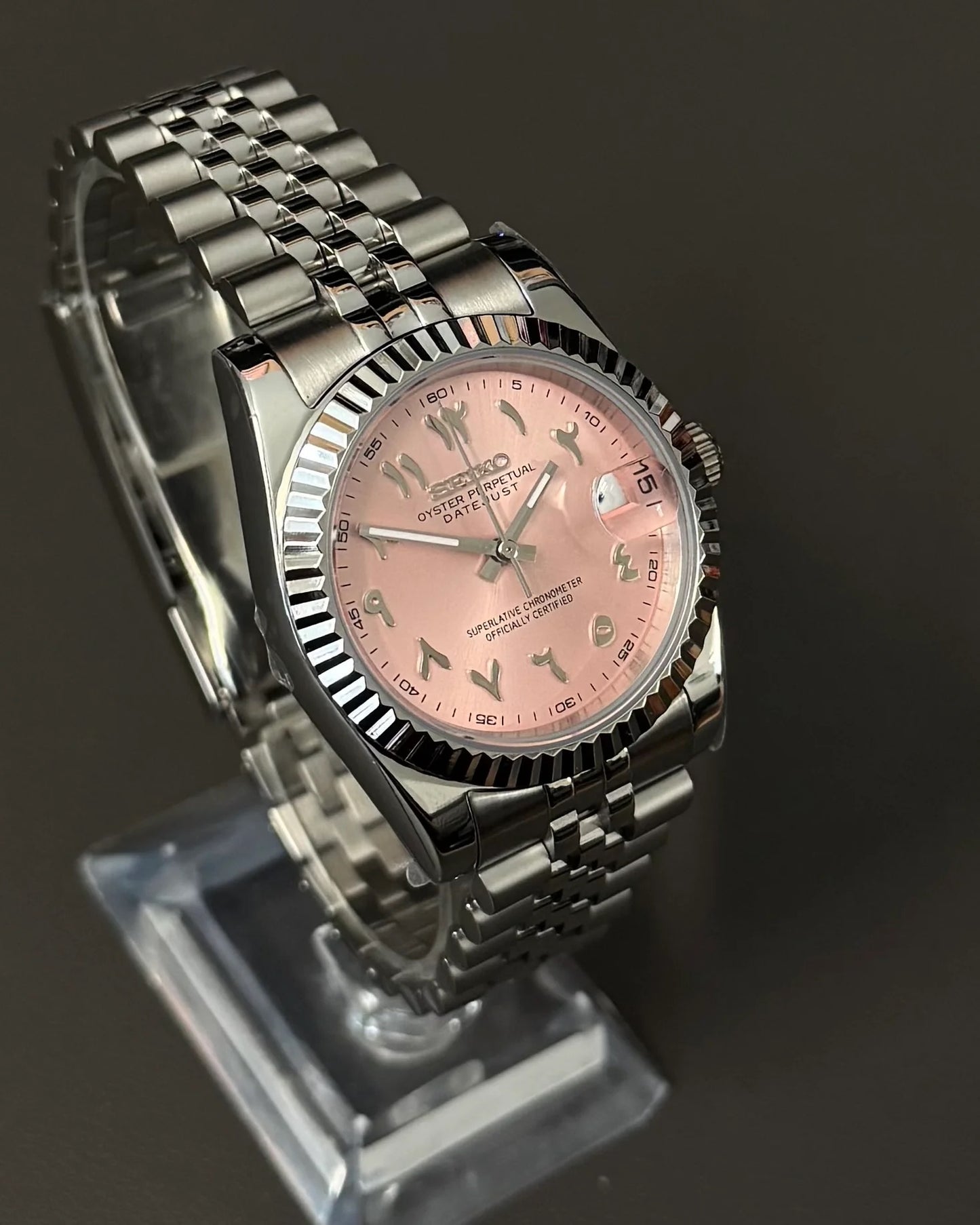 Seikmod Stainless Steel Ballet NH35 I rosanes Zifferblatt mit Jubilee-Armband