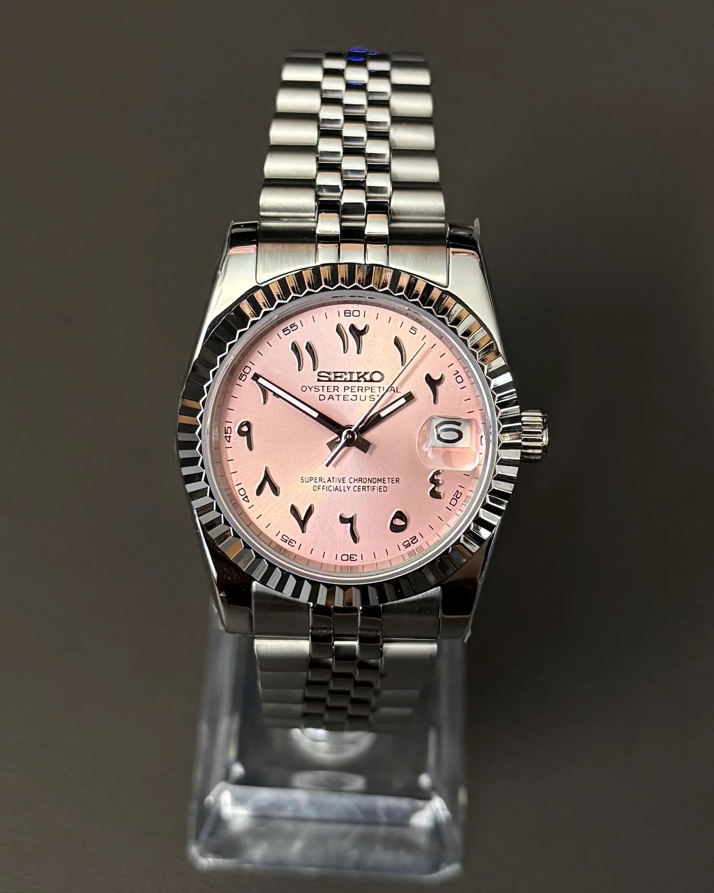 Seikmod Stainless Steel Ballet NH35 I rosanes Zifferblatt mit Jubilee-Armband