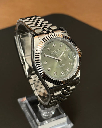 Seikmod Stainless Basil NH35 I olivfarbenes Zifferblatt mit Jubilee-Armband