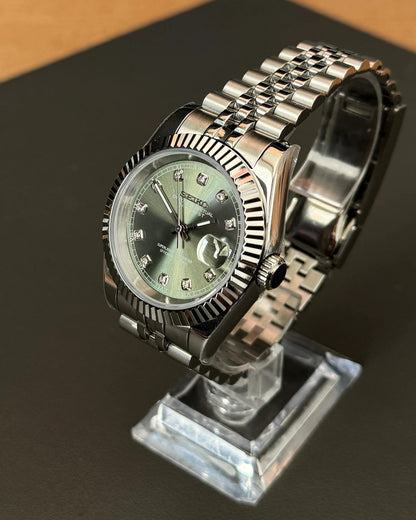Seikmod Stainless Basil NH35 I olivfarbenes Zifferblatt mit Jubilee-Armband