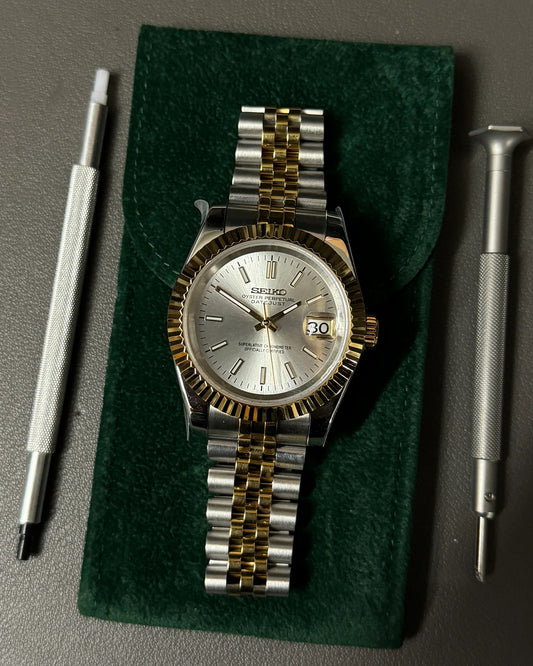 Seikmod Two Tone Aurum NH35 I silbernes Zifferblatt mit Jubilee-Armband