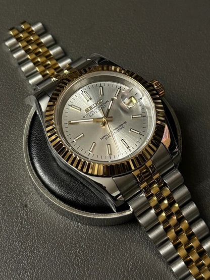 Seikmod Two Tone Aurum NH35 I silbernes Zifferblatt mit Jubilee-Armband
