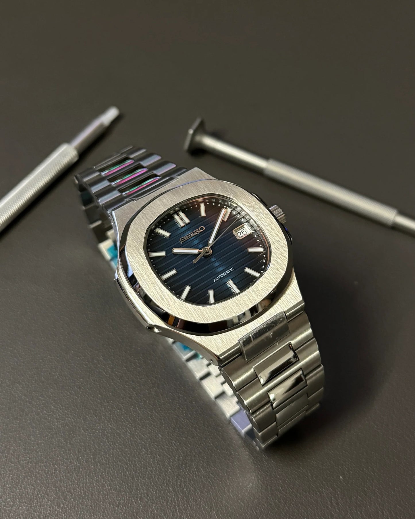 Seikmod Stainless Steel Azzure NH35 I blaues Zifferblatt mit Edelstahl-Armband