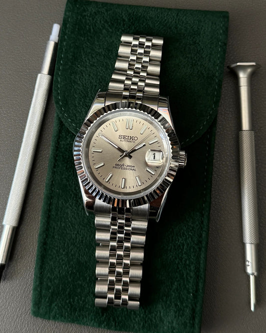 Seikmod Stainless Steel Sand NH35 I beiges Zifferblatt mit Jubilee-Armband