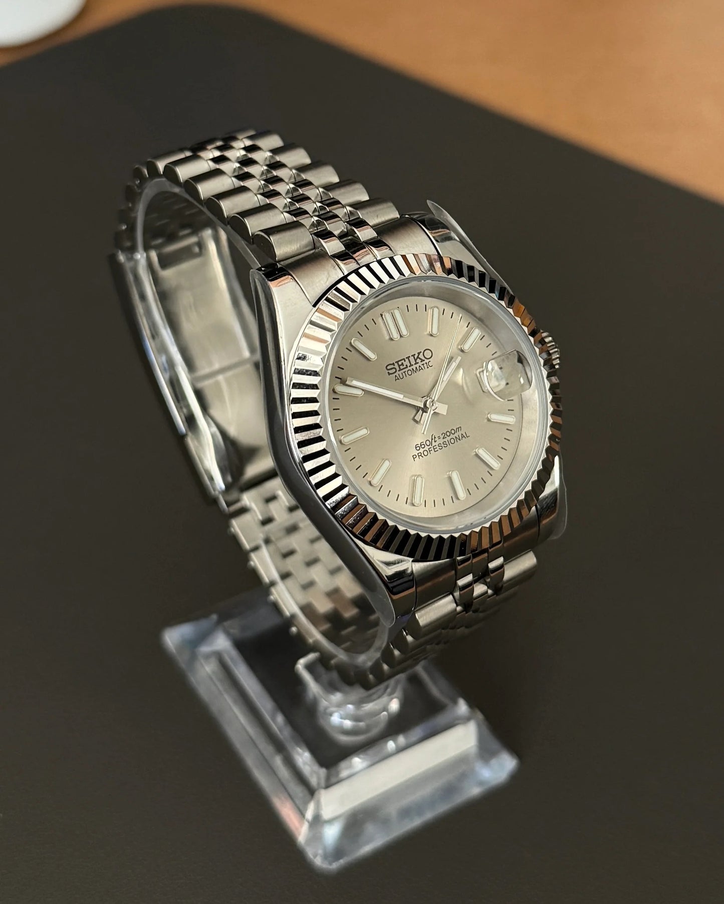 Seikmod Stainless Steel Sand NH35 I beiges Zifferblatt mit Jubilee-Armband