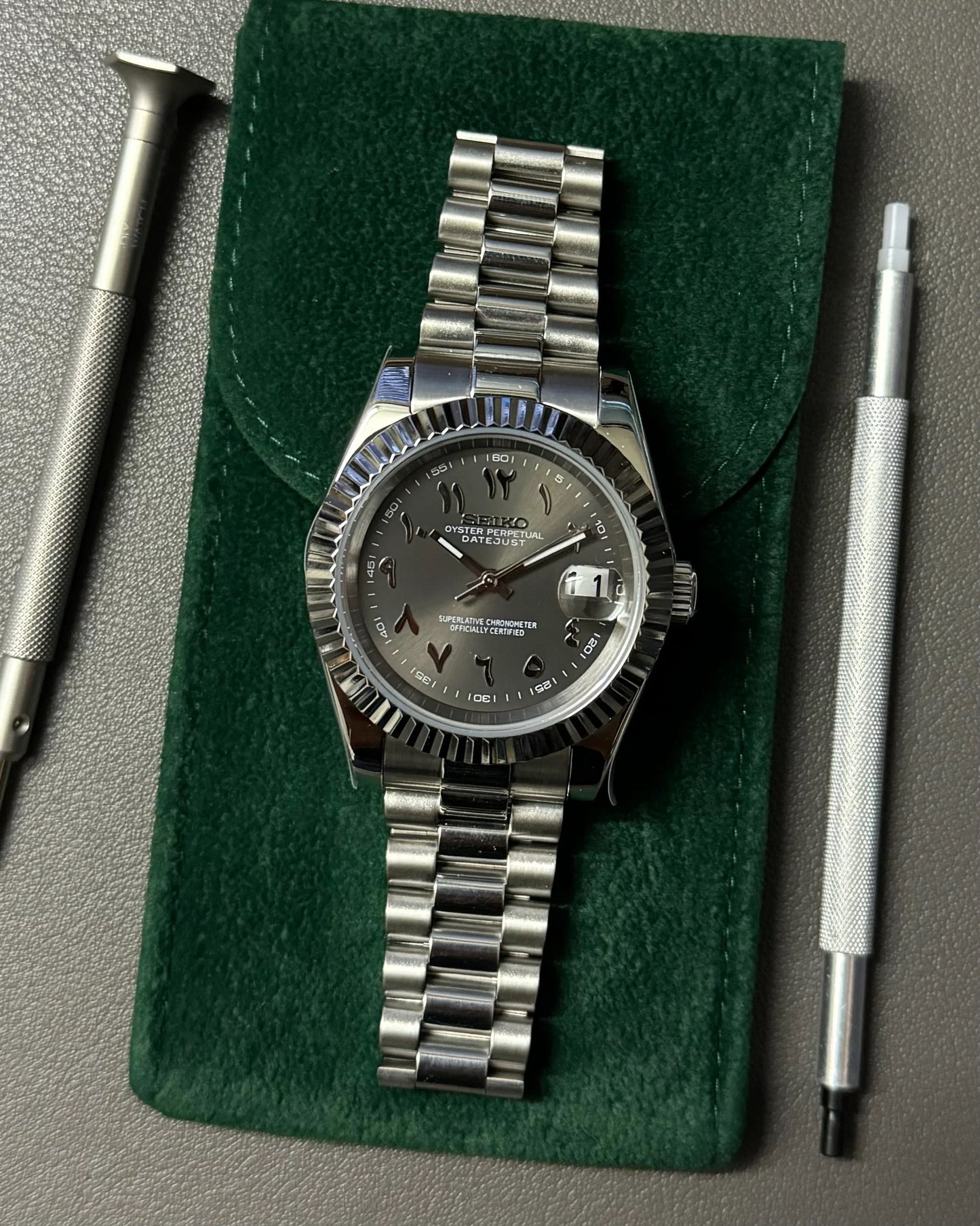 Seikmod Stainless Steel Drift NH35 I graues Zifferblatt mit Presidential-Armband