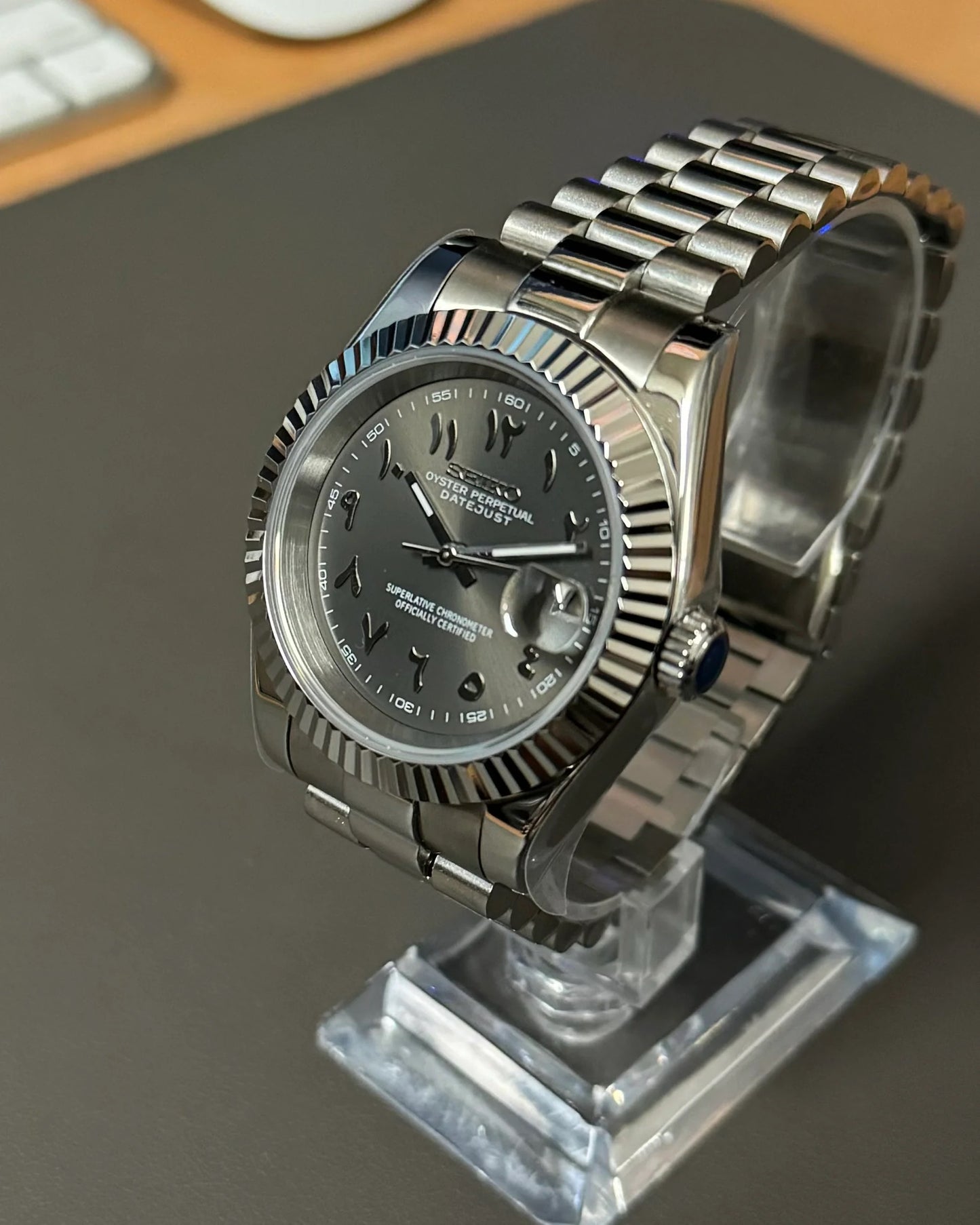 Seikmod Stainless Steel Drift NH35 I graues Zifferblatt mit Presidential-Armband