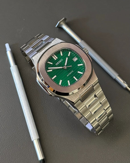 Seikmod Stainless Steel Pine NH35 I grünes Zifferblatt mit Edelstahl-Armband