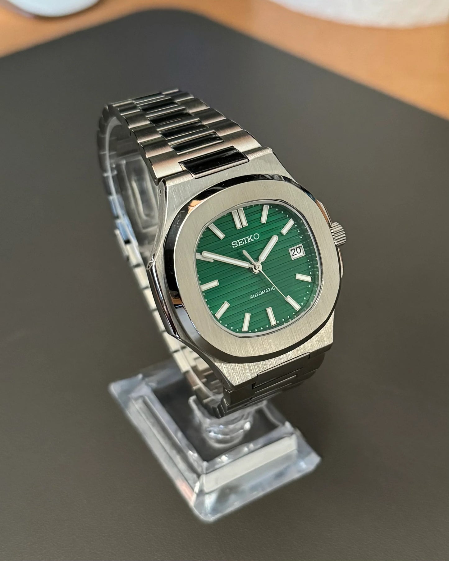 Seikmod Stainless Steel Pine NH35 I grünes Zifferblatt mit Edelstahl-Armband