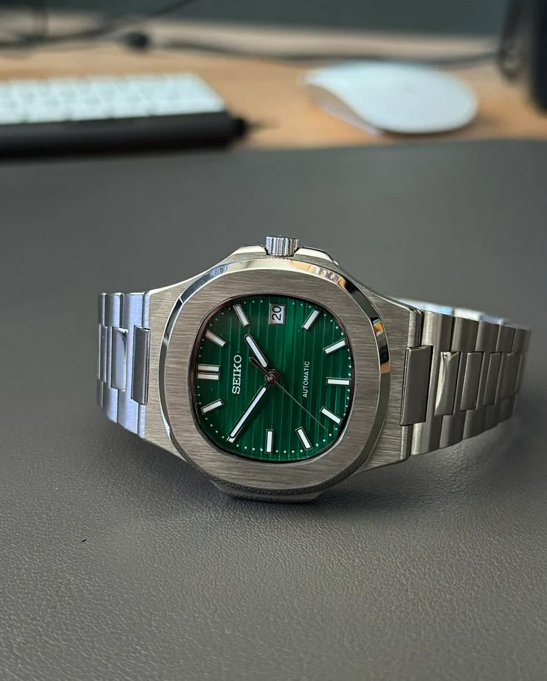Seikmod Stainless Steel Pine NH35 I grünes Zifferblatt mit Edelstahl-Armband