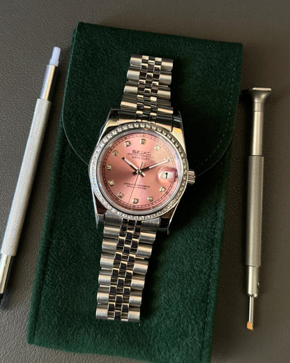 Seikmod Stainless Steel Peony NH35 I rosanes Zifferblatt mit Jubilee-Armband