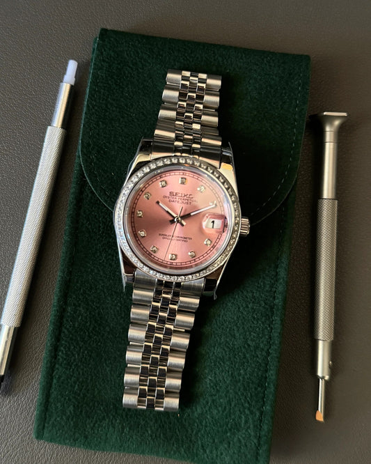 Seikmod Stainless Steel Peony NH35 I rosanes Zifferblatt mit Jubilee-Armband