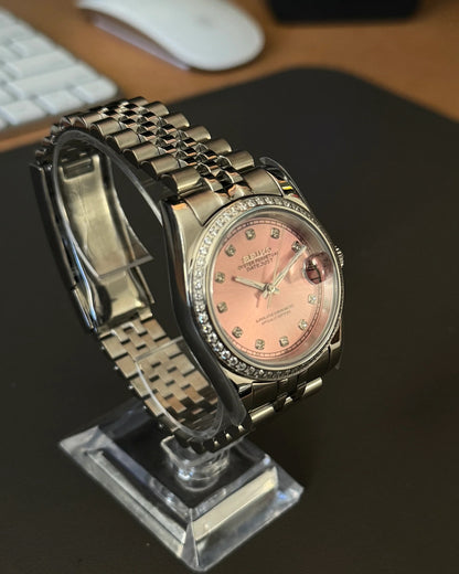 Seikmod Stainless Steel Peony NH35 I rosanes Zifferblatt mit Jubilee-Armband