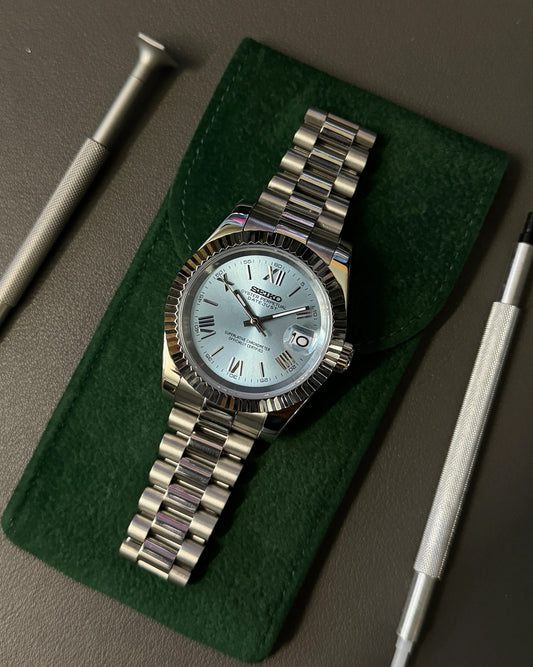 Seikmod Stainless Cyan NH35 I türkisenes Zifferblatt mit Presidential-Armband