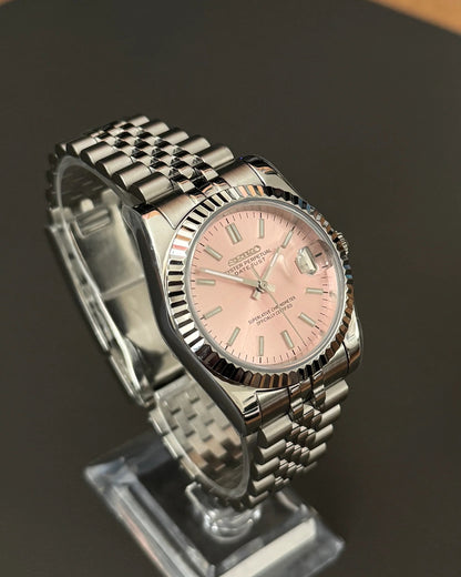 Seikmod Stainless Steel Lotus NH35 I rosanes Zifferblatt mit Jubilee-Armband