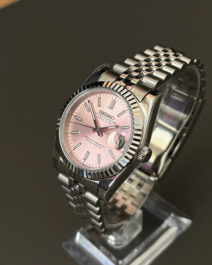 Seikmod Stainless Steel Lotus NH35 I rosanes Zifferblatt mit Jubilee-Armband