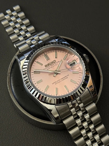 Seikmod Stainless Steel Lotus NH35 I rosanes Zifferblatt mit Jubilee-Armband