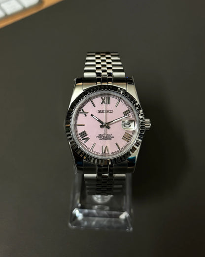 Seikmod Stainless Steel Cherry B NH35 I rosanes Zifferblatt mit Jubilee-Armband