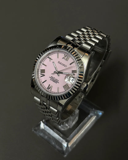 Seikmod Stainless Steel Cherry B NH35 I rosanes Zifferblatt mit Jubilee-Armband